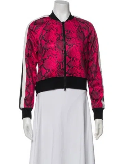 Pre-owned Pam & Gela Floral Print Bomber Jacket In Pink
