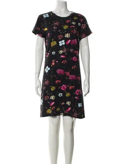 Pre-owned Pam & Gela Floral Print Mini Dress In Black