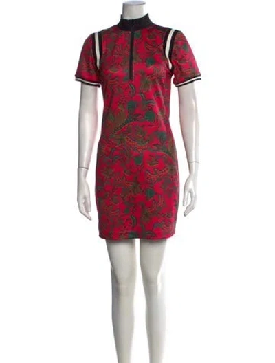 Pre-owned Pam & Gela Floral Print Mini Dress In Black