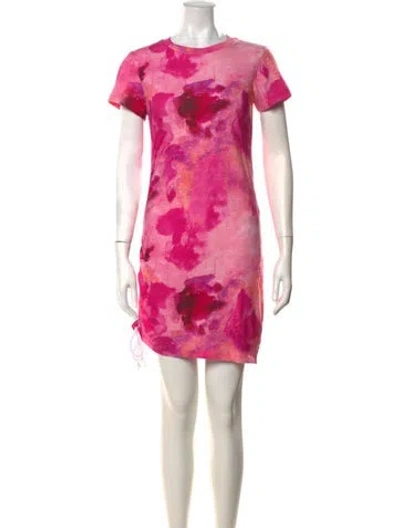 Pre-owned Pam & Gela Floral Print Mini Dress In Pink