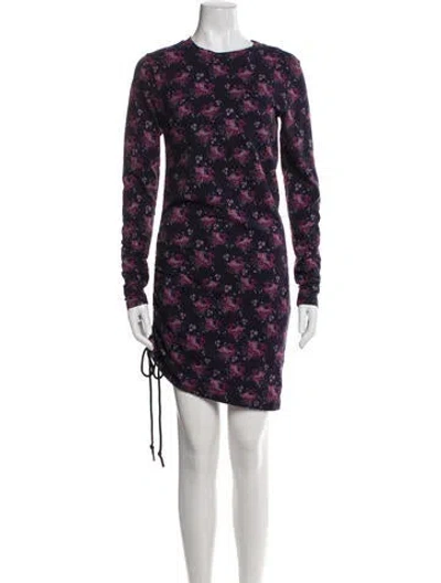 Pre-owned Pam & Gela Floral Print Mini Dress W/ Tags In Blue