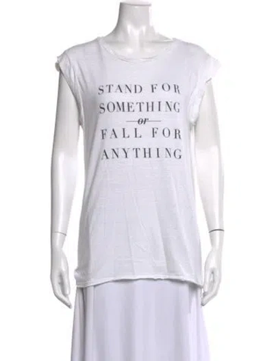 Pre-owned Pam & Gela Graphic Print Crew Neck Sweater In White