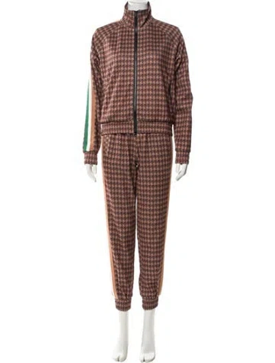 Pre-owned Pam & Gela Houndstooth Print Tracksuit In Brown