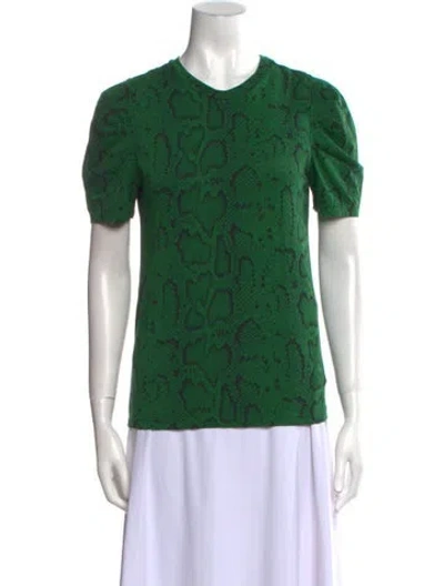 Pre-owned Pam & Gela Lace Pattern Crew Neck Top In Green
