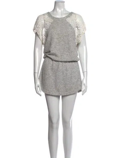 Pre-owned Pam & Gela Lace Pattern Mini Dress In Grey
