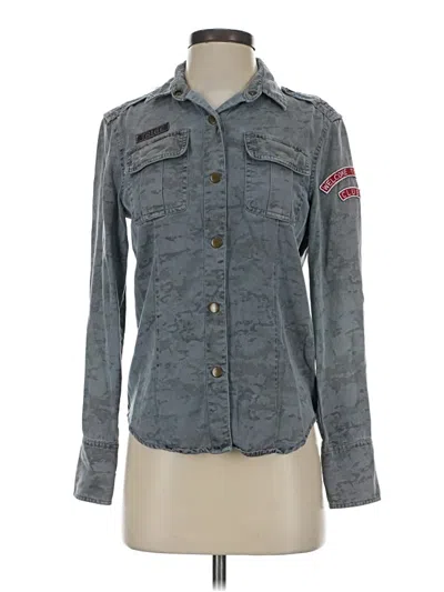 Pre-owned Pam & Gela Long Sleeve Button Down Shirt In Gray