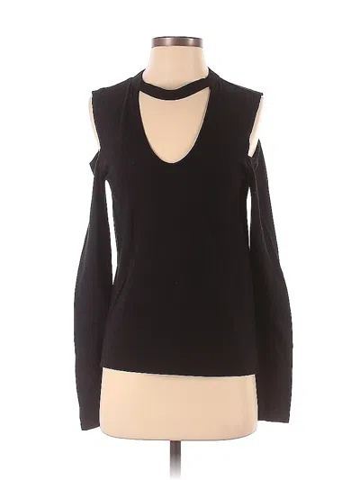 Pre-owned Pam & Gela Long Sleeve Top Black Cold Shoulder Neckline Tops