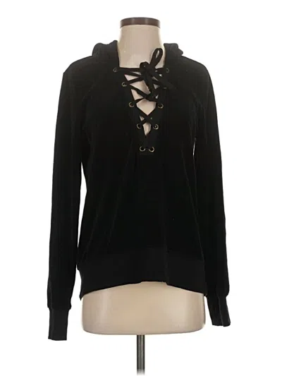Pre-owned Pam & Gela Long Sleeve Top Black Keyhole Neckline Tops