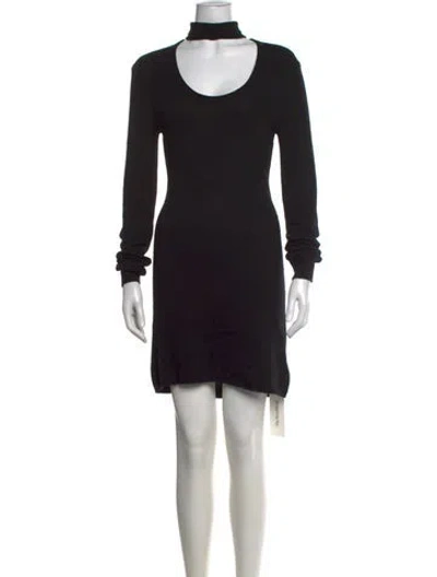 Pre-owned Pam & Gela Mock Neck Mini Dress In Black