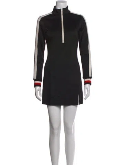 Pre-owned Pam & Gela Mock Neck Mini Dress In Black