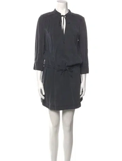 Pre-owned Pam & Gela Mock Neck Mini Dress In Gray