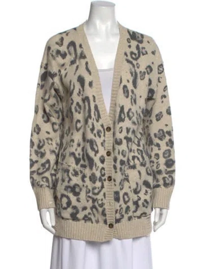 Pre-owned Pam & Gela Nylon Animal Print Sweater In Neutral