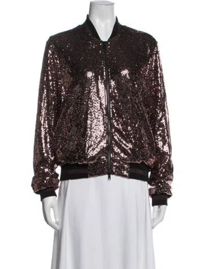Pre-owned Pam & Gela Nylon Patterned Bomber Jacket In Pink