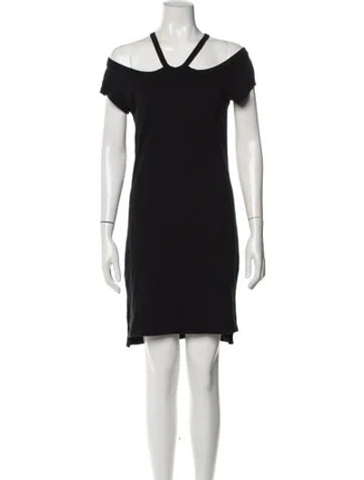Pre-owned Pam & Gela Off-the-shoulder Mini Dress In Black