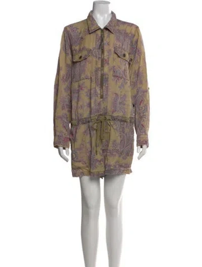 Pre-owned Pam & Gela Paisley Print Romper In Green