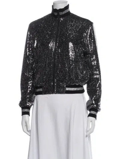 Pre-owned Pam & Gela Patterned Bomber Jacket In Black