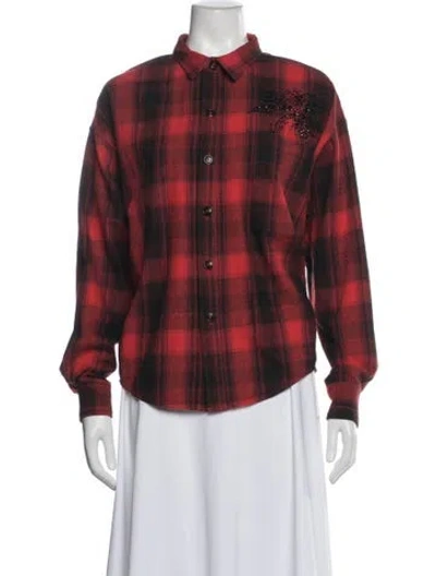 Pre-owned Pam & Gela Plaid Print Jacket In Red