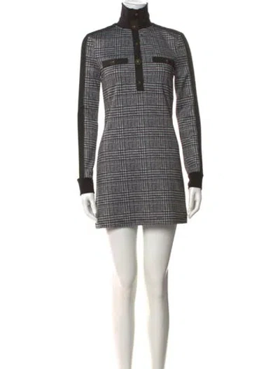 Pre-owned Pam & Gela Plaid Print Mini Dress In Gray