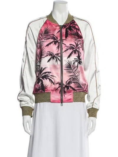 Pre-owned Pam & Gela Printed Bomber Jacket In Pink