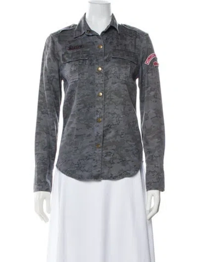 Pre-owned Pam & Gela Printed Denim Jacket In Blue