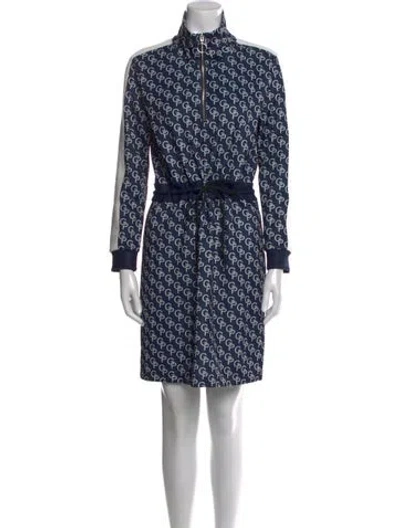 Pre-owned Pam & Gela Printed Knee-length Dress In Blue