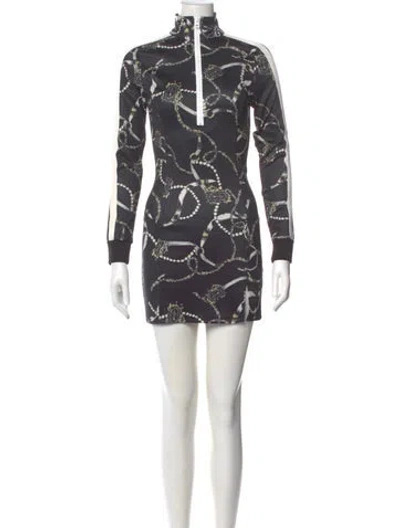 Pre-owned Pam & Gela Printed Mini Dress In Gray