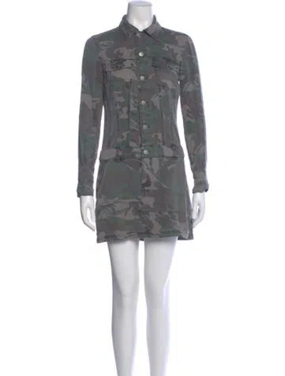 Pre-owned Pam & Gela Printed Mini Dress In Green