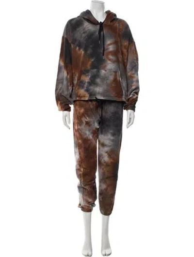 Pre-owned Pam & Gela Printed Pant Set In Brown