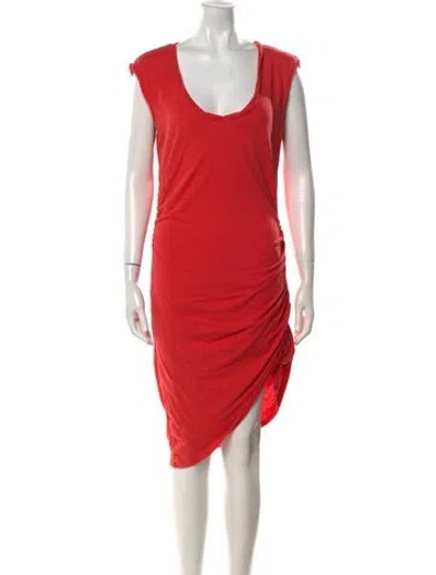 Pre-owned Pam & Gela Scoop Neck Midi Length Dress In Red
