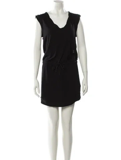 Pre-owned Pam & Gela Scoop Neck Mini Dress In Black