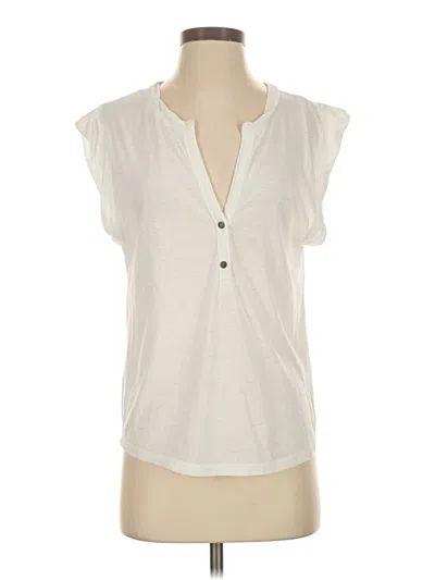 Pre-owned Pam & Gela Short Sleeve Henley Shirt In Ivory