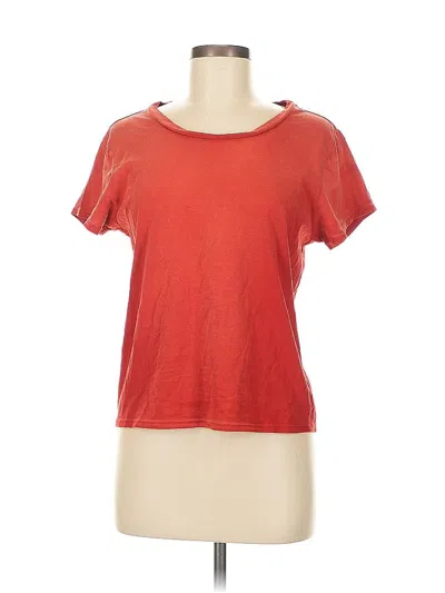 Pre-owned Pam & Gela Short Sleeve Top Red Scoop Neck Tops
