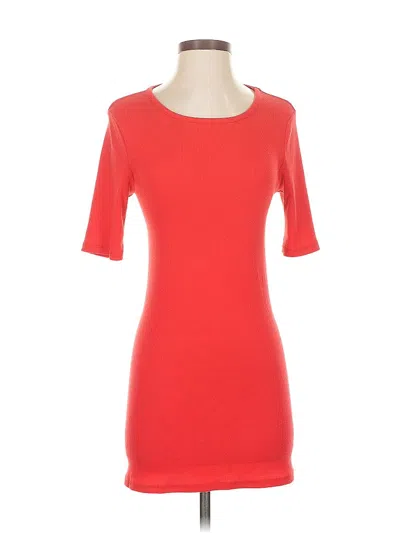 Pre-owned Pam & Gela Short Sleeve Top Red Scoop Neck Tops