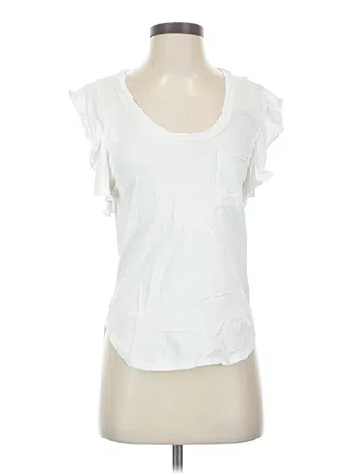 Pre-owned Pam & Gela Short Sleeve Top White Scoop Neck Tops
