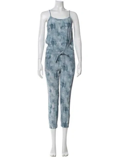 Pre-owned Pam & Gela Silk Tie-dye Print Jumpsuit In Blue