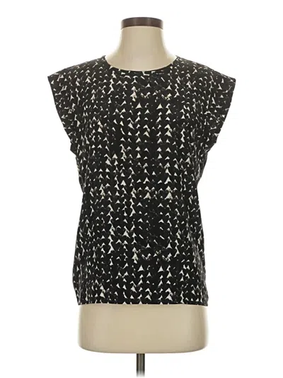 Pre-owned Pam & Gela Sleeveless Silk Top Black Keyhole Neckline Tops