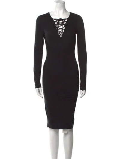 Pre-owned Pam & Gela Square Neckline Knee-length Dress In Black