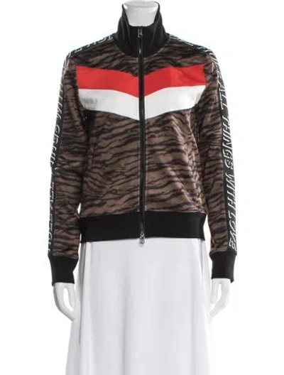 Pre-owned Pam & Gela Striped Bomber Jacket In Brown