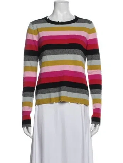Pre-owned Pam & Gela Striped Crew Neck Sweater In Blue