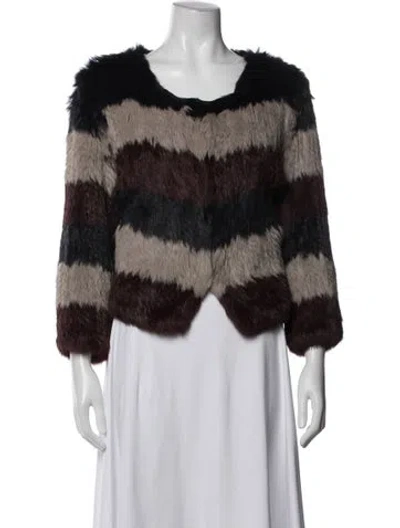 Pre-owned Pam & Gela Striped Faux Fur Jacket In Multicolor