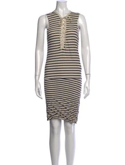 Pre-owned Pam & Gela Striped Mini Dress In Blue/neutrals