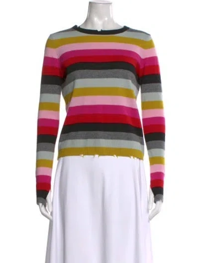 Pre-owned Pam & Gela Striped Scoop Neck Sweater In Black