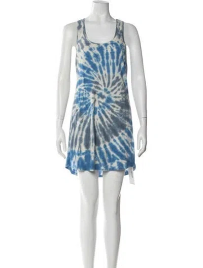 Pre-owned Pam & Gela Tie-dye Print Mini Dress In Blue