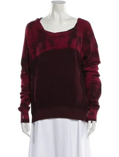 Pre-owned Pam & Gela Tie-dye Print Scoop Neck Sweater In Burgundy