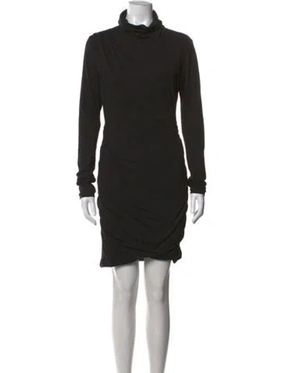 Pre-owned Pam & Gela Turtleneck Mini Dress In Black