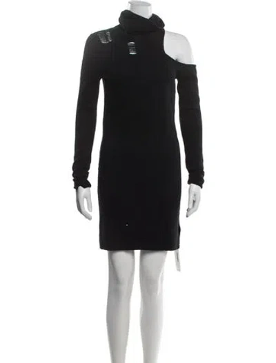 Pre-owned Pam & Gela Turtleneck Mini Dress In Black