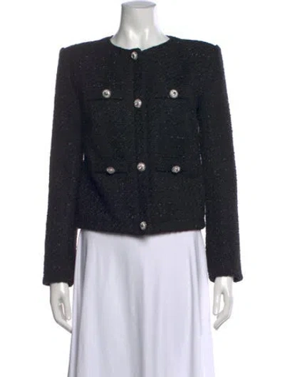 Pre-owned Pam & Gela Tweed Pattern Crew Neck Sweater In Black