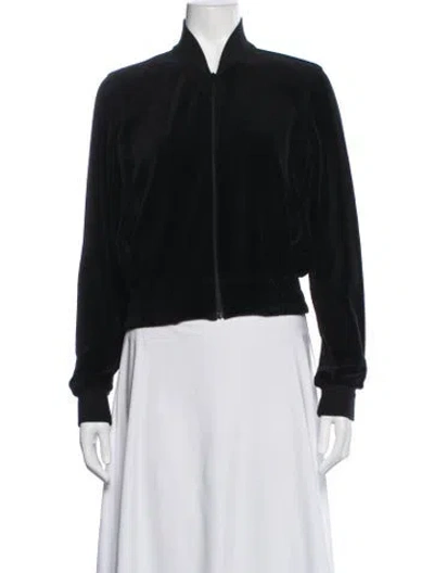 Pre-owned Pam & Gela Velvet Bomber Jacket In Black