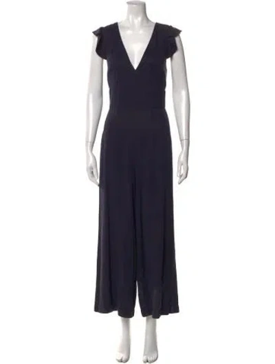 Pre-owned Pam & Gela V-neck Jumpsuit In Blue