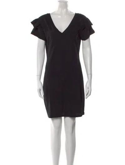 Pre-owned Pam & Gela V-neck Mini Dress In Black